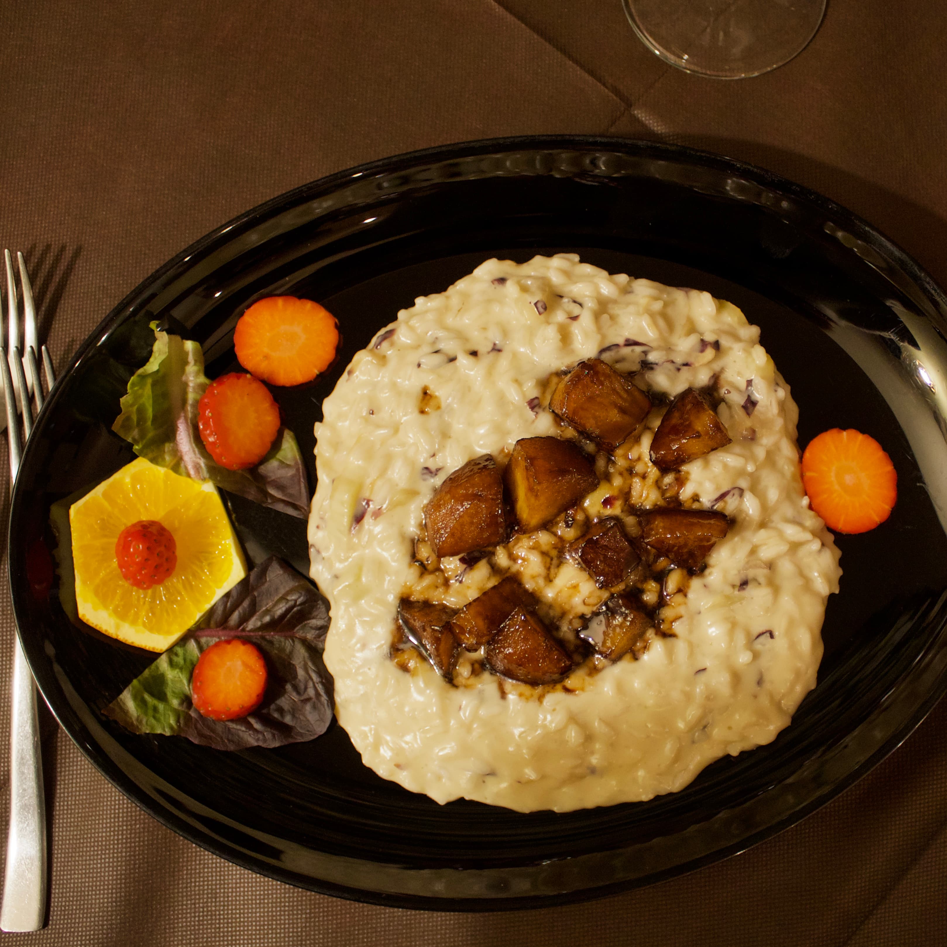 Risotto con Radicchio, Castelmagno e Mele Caramellate